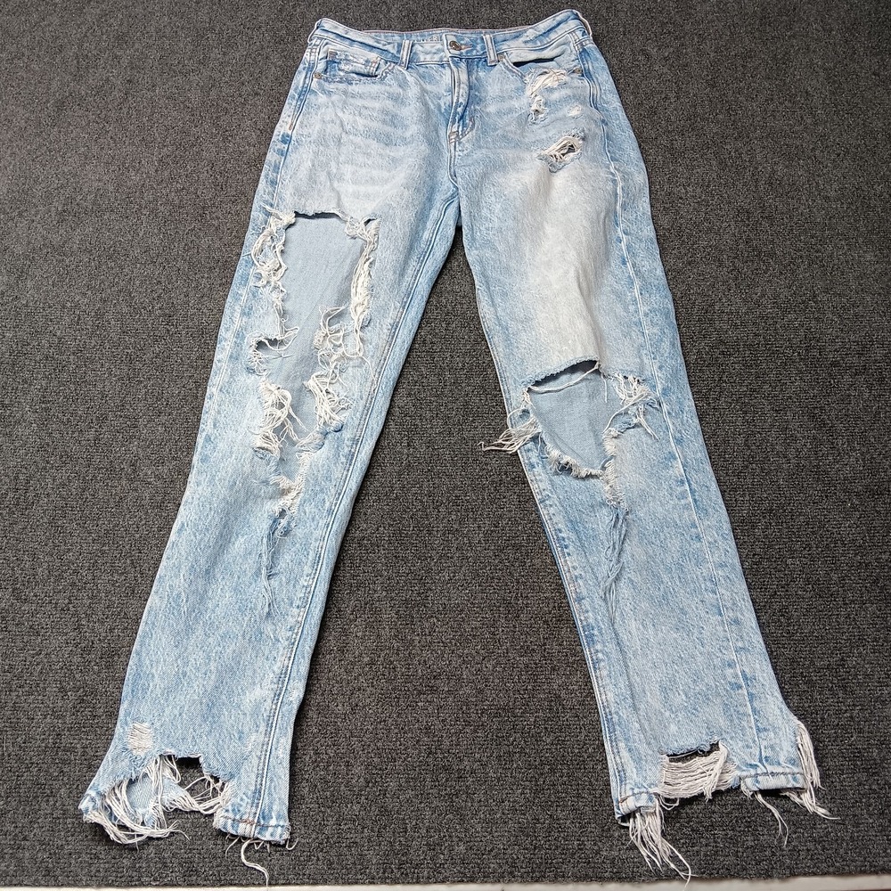 American Eagle Jeans Women 4 Long Destroy Acid Wash Mom Pants High Rise